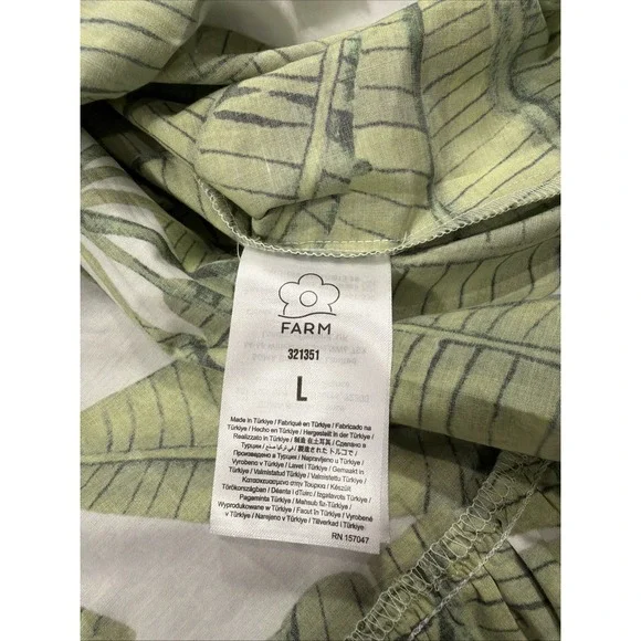 New‎ FARM RIO Off-White Palm Fan Midi Dress Size Large Cotton Sundress - Picture 8 of 13